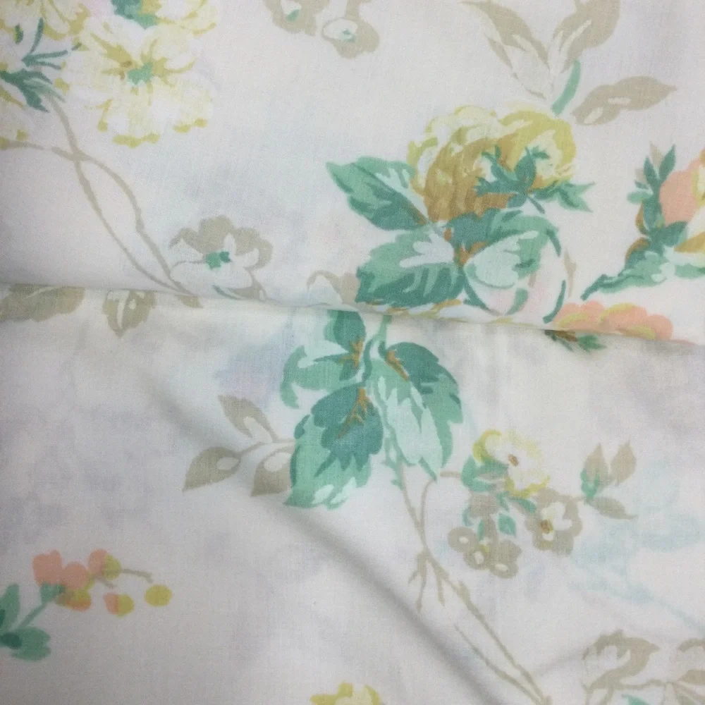 JCPenney Vintage Twin Flat Sheet Yellow Green Floral Patterned